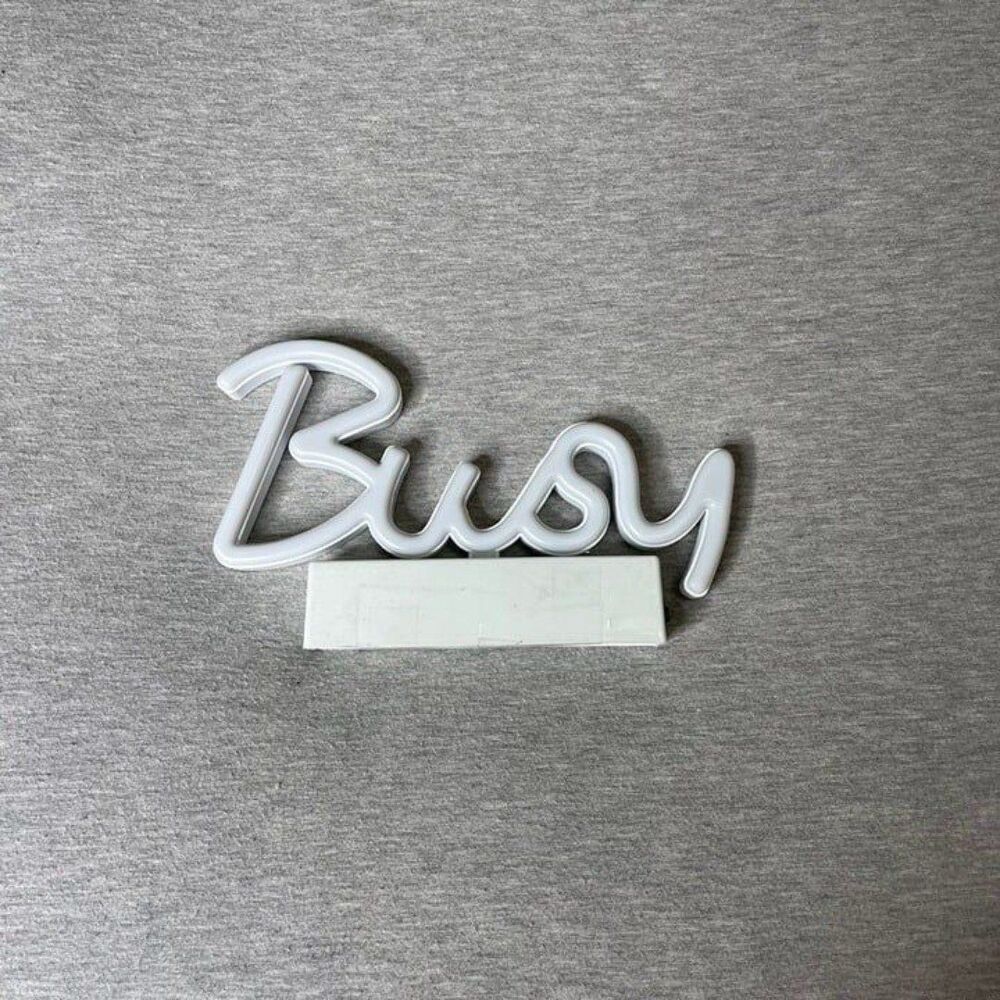 Room 2 Room "BUSY" 8.5 Inch Cursive Script Blue LED Neon Sign with Stand - Picture 6 of 7